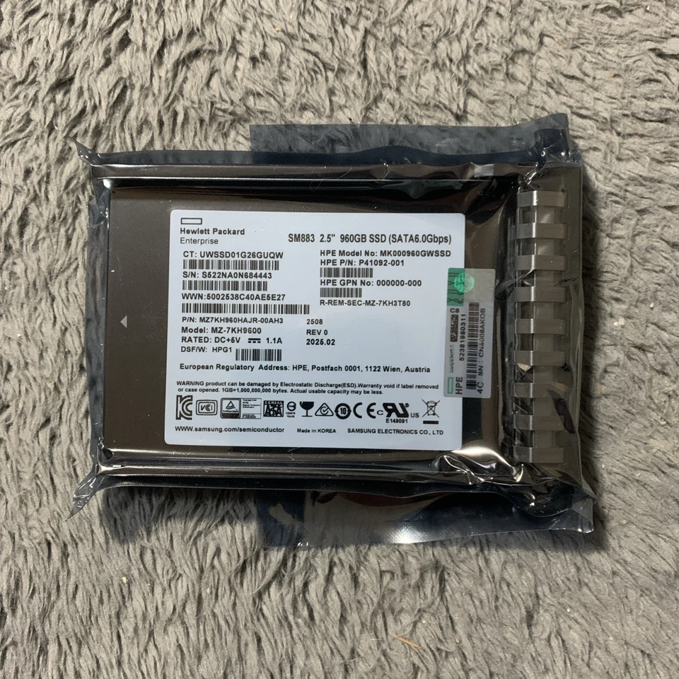 HP Enterprise SM883 2.5" 960Gb SSD SATA6.0Gbps MZ-7KH9600 MK000960GWSSD Sealed - Image 1 of 4