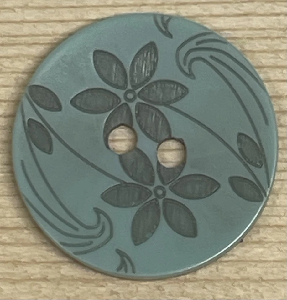 Бирюзовый бамбука листья цветочный гравировка цветок травленая кнопка размер 3/4» лот GR5 - Изображение 1 из 3