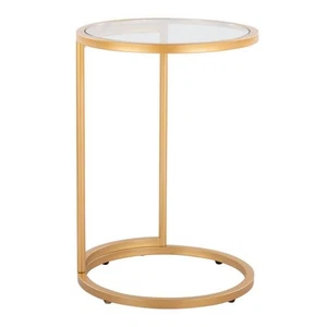 Lumisource Round Zenn 16 in. Gold Metal and Clear Glass End Table - Picture 1 of 5