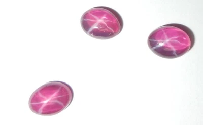 Transparent Star Ruby Oval 8x6 mm Cabochon 6 Rayed Lab-created Stone 3 pcs Lot - Image 1 of 4