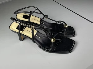 Dolce Vita Shoes Womens Size 8.5 Black Sandals Slingback Square Toe Kitten Heels - Picture 1 of 5