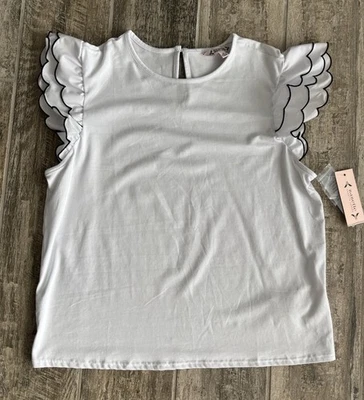 NANETTE LEPORE 黑色 WHTE PUFF 袖子上衣衬衫 尺寸 中号 全新带标签 — 第 1/2 张图片