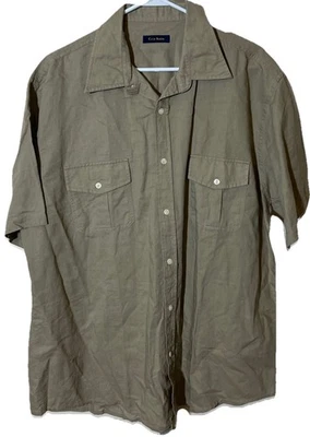 Club Room Luxury Tan Short Sleeve Button  Linen/Cotton Shirt Men's XL Preowned - Image 1 of 4