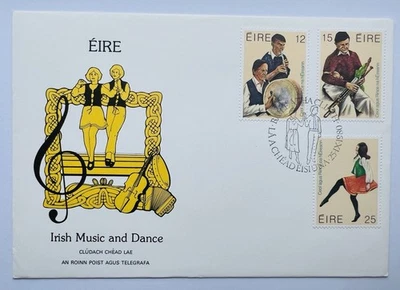 Irlanda 1980 Música y Danza EIRE Primer Día Cubierta Estampillas Irlandesas y Sobre FDC Foto 1 de 2