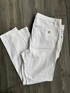 Pantalones de mezclilla para mujer Michael Kors Izzy ajustados tiro medio blancos elásticos talla 14 - Imagen 1 de 8