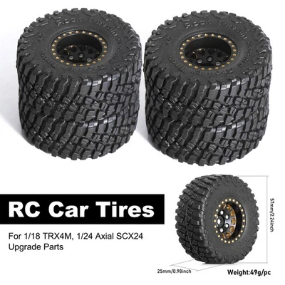 4pcs 1.0" Brass Beadlock Wheel Rims Tires For 1/24 SCX24 FCX24 1/18 TRX4M Parts - Image 1 of 4