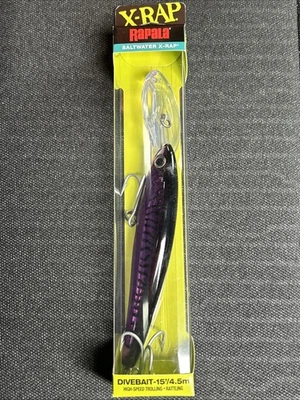 NUEVO Señuelo de arrastre Rapala® Saltwater XRMAG 15 púrpura caballa Magnum. Foto 1 de 3