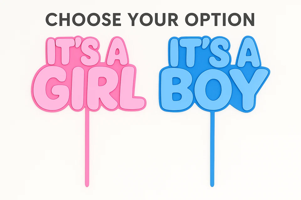 It’s a Girl or It’s a Boy Cake Topper Baby Shower Gender Reveal Party Deco - Imagem 1 de 3