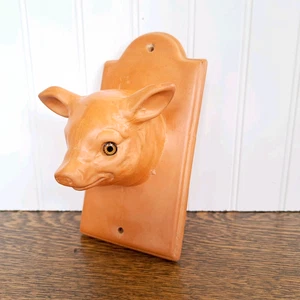 Vtg Terracotta Pig Apron Towel Wall Hook French Farmhouse Decor Terra Cotta  - Picture 1 of 5