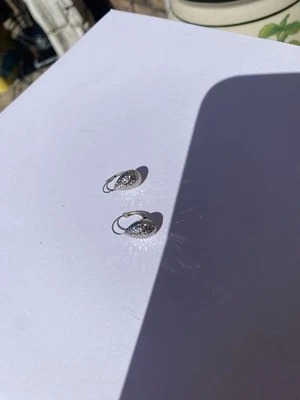 Etched Teardrop Earrings 14k White Gold Lever Backs - Image 1 of 4