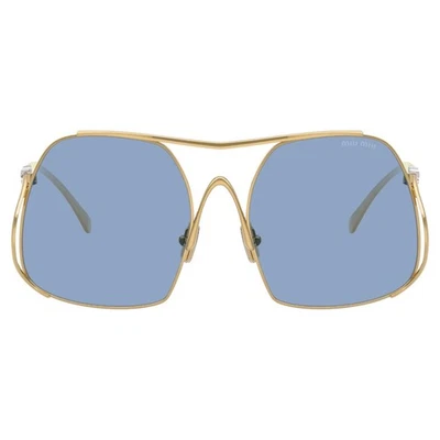 Gafas de sol MIU MIU doradas de metal cuadradas lentes azules de gran tamaño auténticas para mujer 57 mm Foto 1 de 4