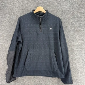 Volcom Jacket Women XL Black Geometric Fleece 1/4 Zip Long Sleeve Pockets Casual - Picture 1 of 8