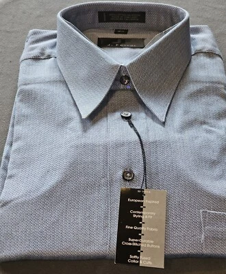 Camisa de Vestir J Ferrari Larga S 16.5 36-37 100% ALGODÓN Punto de Cruz Botones NUEVA Azul Foto 1 de 4