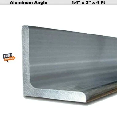 SELECT ALUMINUM ANGLE Aluminum Angle 1/4" x 3" x 4 Ft Length Unpolished Alloy 6061 90° Stock