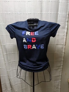 Reebok Youth Girls Free and Brave Short Sleeve Tee T-Shirt Navy Blue XL 16 - Picture 1 of 4