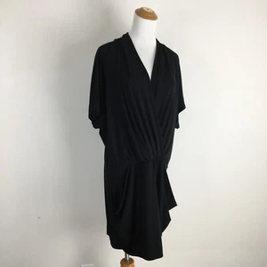 Rachel-RACHEL ROY Black Short Dolman Sleeve V Neck Pockets Dress Womens sz Large - Picture 1 of 11