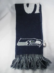 Seattle Seahawks Blue 5' feet X 7" inches Winter Knit Scarf with Fringe - Picture 1 of 8