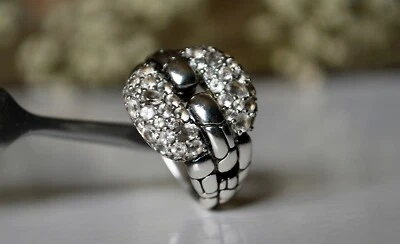 Anillo John Hardy Plata Esterlina Kali Lava Pavé Zafiro Blanco Talla 7 Foto 1 de 4