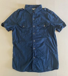 Converse One Star Shirt Mens Small Blue Short Sleeve Button Up 100% Cotton - Picture 1 of 11