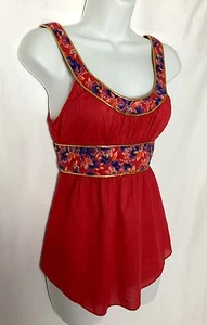 Blusa Top Camisa FREE PEOPLE Roja con Cuentas Doradas Cintura Imperio Talla 0 - Imagen 1 de 6