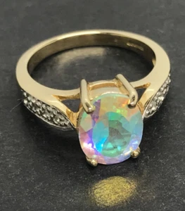 9ct gold mercury mystic topaz ring, uk size N 1/2, oval. VGC. - Picture 1 of 17