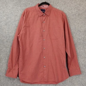 Retro Shirt Men L Coral Pink TOMMY BAHAMA Long Sleeve Coastal Textured Island - Picture 1 of 13