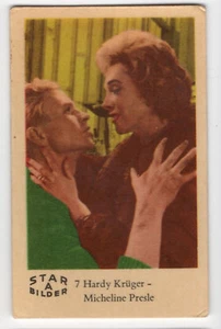 1960s Swedish Film Star Pop Card Star Bilder A#7 Hardy Kruger & Micheline Presle - Foto 1 di 1