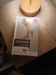 DUOMED ADVANTAGE OPEN TOE MEDICAL COMPRESSION STOCKINGS THIGH SZ S NEW BEIGE - Picture 1 of 4