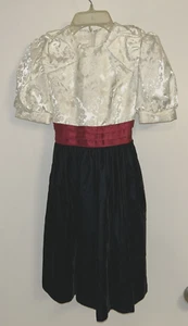 VTG LKNU Jessica McClintock Gunne Sax Print Satin and Velvet Dress Girl's 7 USA - Picture 1 of 7