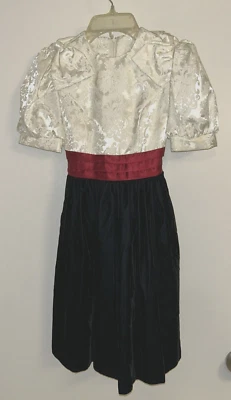 VTG LKNU Jessica McClintock Gunne Sax Jacquard Satin & Velvet Dress Girl's 7 USA - Image 1 of 4