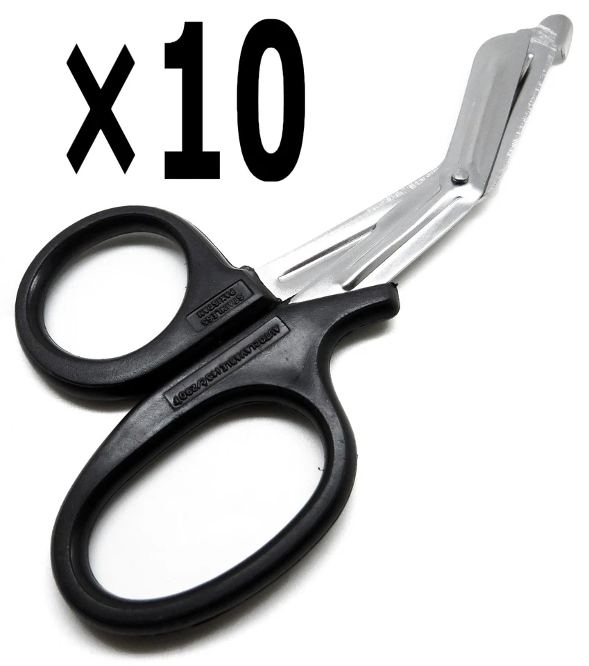 10 Pcs Black Utility Scissors 7.25" Multi-Purpose DIY EMS EMT Shears Instruments - Image 1 of 4