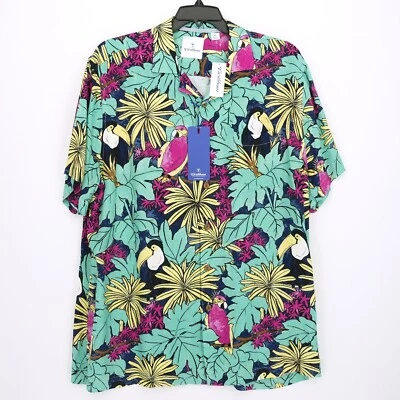 Roundtree Yorke Caribbean Short-Sleeve Shirt XL Green Yellow Red Tropical NWT - Image 1 of 4