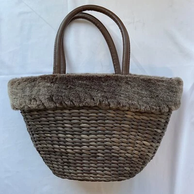 Bolsa Tote Bath & Body Works Tecida com Acabamento em Pele Sintética Marrom - Imagem 1 de 4