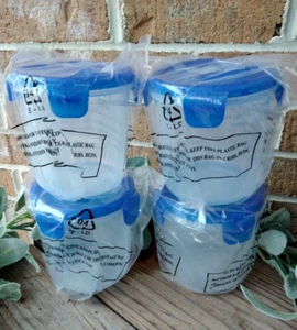 Lock N Lock Food Storage Containers Set of 4 Mini Tall with BLUE LIDS ๐ NEW! - Picture 1 of 14
