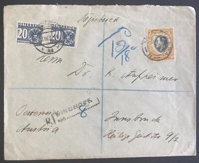 Windhoek 1937 Sudáfrica Sudoeste franqueo debido cobertura a Innsbruck Austria Foto 1 de 2