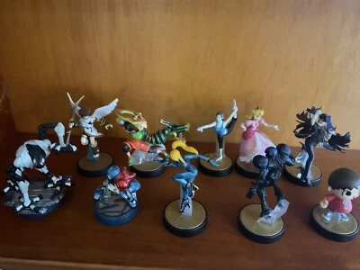 Amiibo Smash Bros Pit Bayonetta Samus Min Villager Wii Fit Peach 批量 10 件 — 第 1/4 张图片