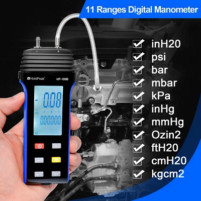 HOLDPEAK Digital Dual-Port Manometer Air Pressure Gauge Meter HVAC Gas Pressure Tester US