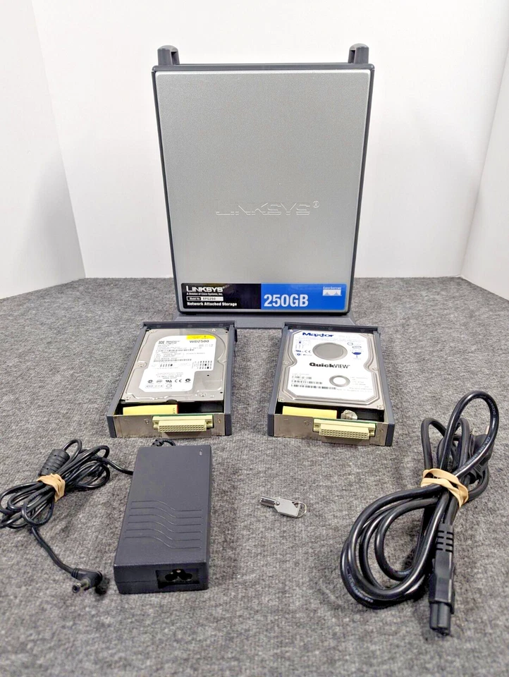 Linksys EFG250 Ver. 2 NAS with Power Adapter, Drive Key & 500GB of Hard Drives - Image 1 of 4