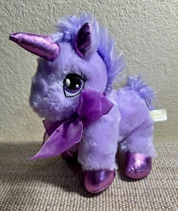 7" Dan Dee Unicorn Plush Stuffed Animal Toy Purple with Ribbon - Picture 1 of 5
