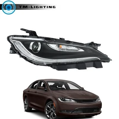 For 2015 2016 2017 Chrysler 200 Halogen Headlight w/LED DRL Chrome Trim Right - Image 1 of 4