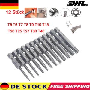 Torx Bit Set T5 T6 T7 T8 T9 T10 T15 T20 T25 T27 T30 T40 Magnetisch mit Stirnloch - Bild 1 von 11