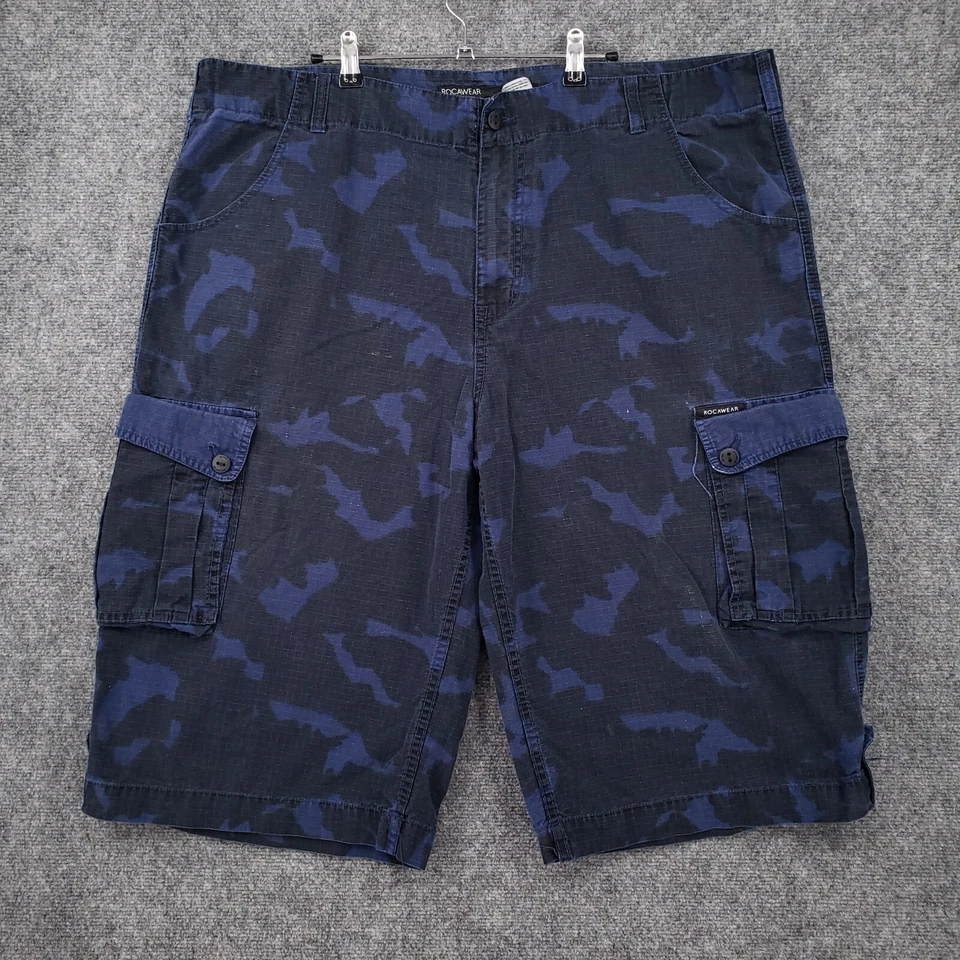 Pantalones Cortos Carga Rocawear Para Hombres 46 Azul Bermudas Ropa de Calle Ripstop Camuflaje y2k Foto 1 de 4
