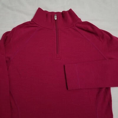 Pullover Smartwool 1/4 Cremallera Mujer Pequeño Rosa Lana Merino Capa Base Térmica Top Foto 1 de 4
