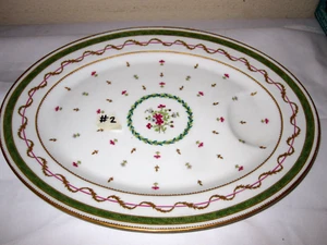 Haviland Limoges Vieux Paris Green Vert Oval Platter 13 3/4 "L With Well Lot# 2 - Picture 1 of 3