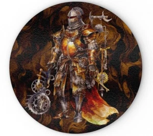 Steampunk Medieval Knight Glass Chopping Board, Fantasy War Machine, Scientific - Picture 1 of 7