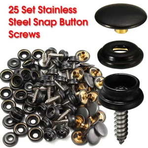25 Sets Stainless Steel Fastener Snap Press Stud Cap Button Marine Boat Canvas - Bild 1 von 8