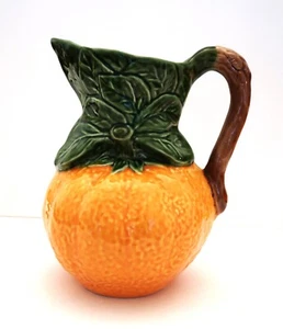 "Jarra naranja vintage de cerámica mayólica de 9,5"" de Olfaire hecha en Portugal" - Imagen 1 de 20