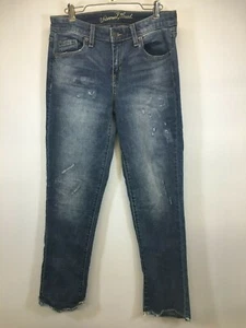 Universal Thread Women Dark Wash High Rise Skinny Jeans Raw Hem 2/26R Distressed - Picture 1 of 4