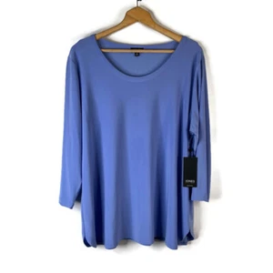 Jones New York Womens Blouse Top Size 3X Blue Round Neck 3/4 Sleeve Polyester - Picture 1 of 9
