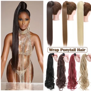 Thick Hair Ponytail Clip In Real as Human Hair Extensions Wrap Around Pony Tail - Picture 1 of 65